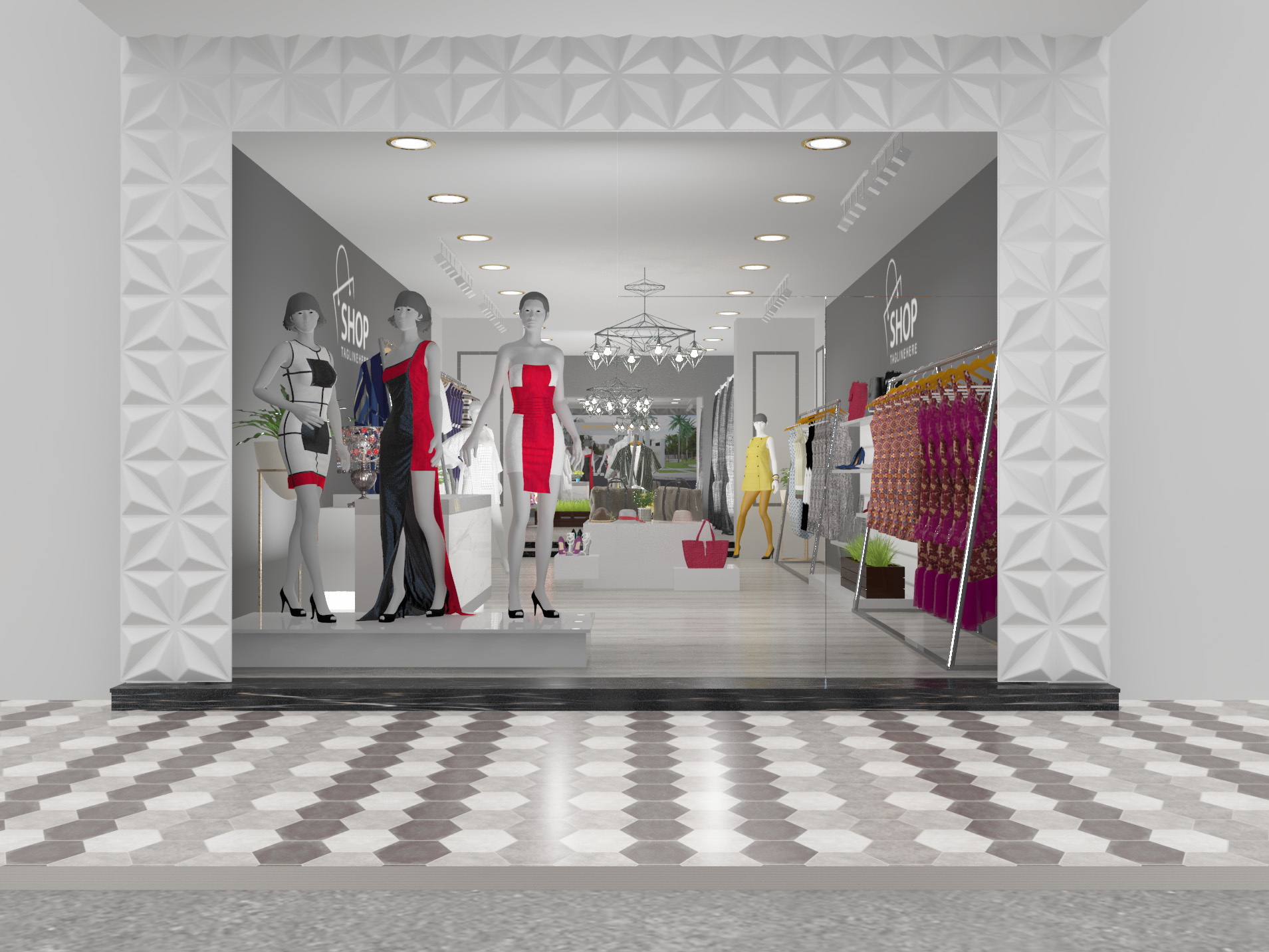 Showroom & Supermarket Construction — Finishing detail